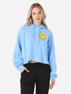 Aviator Nation Women's Smiley 2 Relaxed Cropped Pullover Hoodie -ST.BERNARD Clothing HDPCRXSML2xSKYxPrimary 109618981