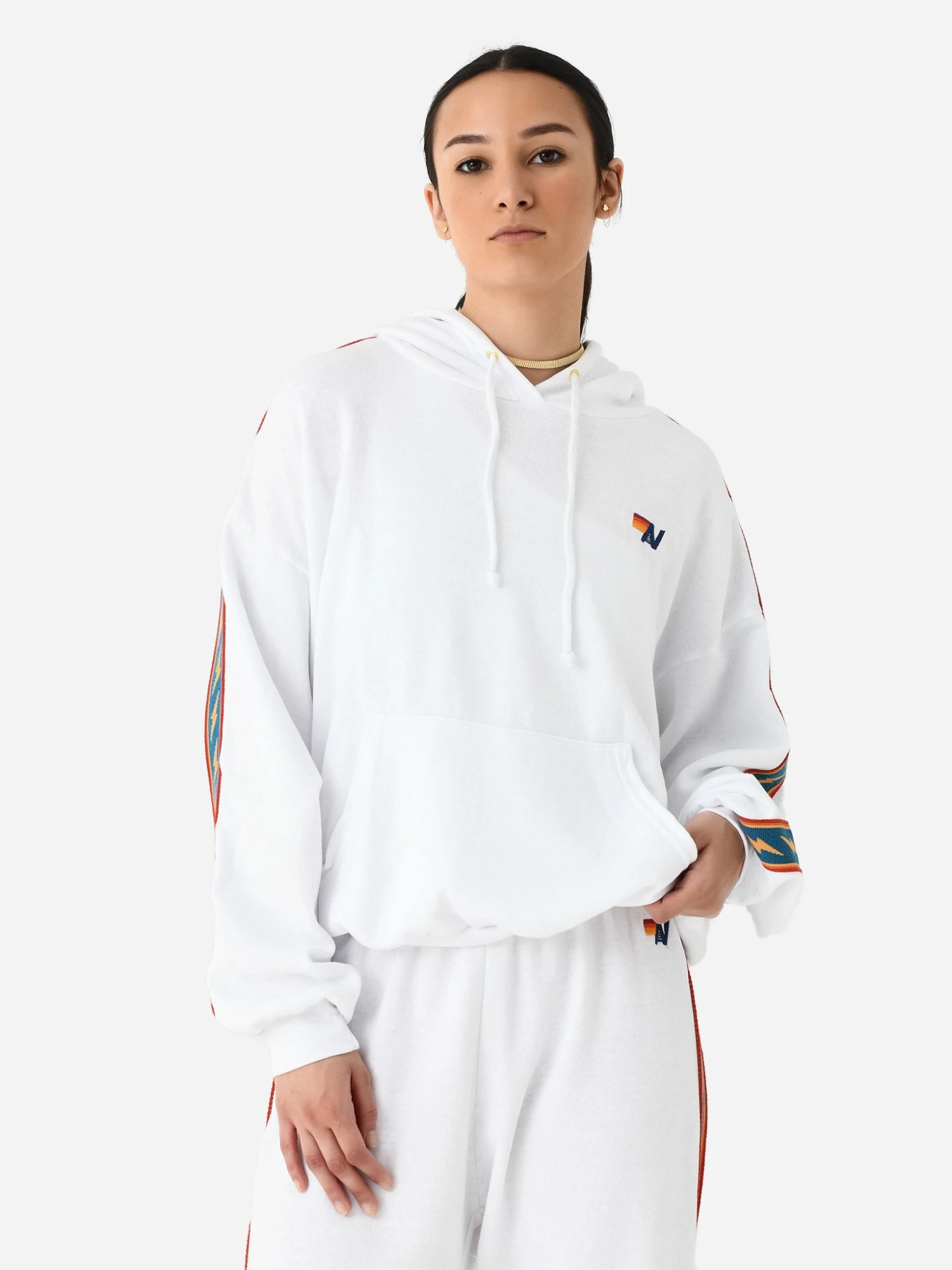 Aviator Nation Women's Bolt Stripe Relaxed Pullover Hoodie 3 Aviator Nation Women's Bolt Stripe Relaxed Pullover Hoodie - Image 3