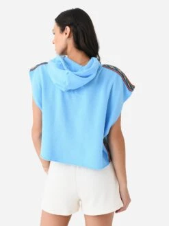 Aviator Nation Women's Bolt Stripe Sleeveless Relaxed Cropped Pullover Hoodie -ST.BERNARD Clothing HDPRXCBTSTPBTSLVSxSKYxAlt1 105308634