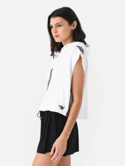 Aviator Nation Women's Bolt Stripe Sleeveless Relaxed Cropped Pullover Hoodie -ST.BERNARD Clothing HDPRXCBTSTPBTSLVSxWHITExAlt2 105308648