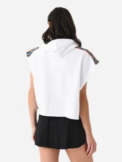 Aviator Nation Women's Bolt Stripe Sleeveless Relaxed Cropped Pullover Hoodie -ST.BERNARD Clothing HDPRXCBTSTPBTSLVSxWHITExAlt3 105308649