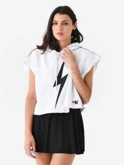 Aviator Nation Women's Bolt Stripe Sleeveless Relaxed Cropped Pullover Hoodie