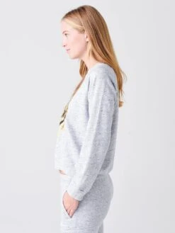 Monrow Women's Tiger Vintage Raglan Top -ST.BERNARD Clothing HT0257 84xHEATHERGREYxAlt2 44922802