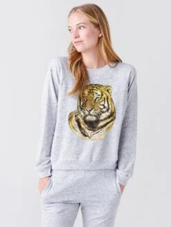 Monrow Women's Tiger Vintage Raglan Top -ST.BERNARD Clothing HT0257 84xHEATHERGREYxPrimary 44838688 221ecb0d b334 40ba b2c5 4ba3706e411a