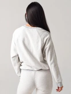 Monrow Women's Reversed Neps Ragland With Contrast Rib Sweatshirt -ST.BERNARD Clothing HT0970xNATURALxAlt2 19439446