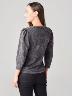 Monrow Women's Mineral Wash Puff Sleeve Sweatshirt -ST.BERNARD Clothing HT0979xMERLOTxAlt2 15442428