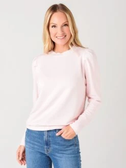 Monrow Women's Supersoft Fleece Sweatshirt With Tucked Sleeve