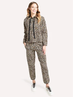 Velvet Women's Kassidy Leopard Fleece Pullover Hoodie -ST.BERNARD Clothing KASSIDY04 LEOPARDalt3
