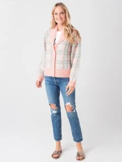 LoveShackFancy Women's Jeeves Plaid Wool Cardigan -ST.BERNARD Clothing LK618 870xMAGNOLIAPINKPLAIDxAlt2 44747175