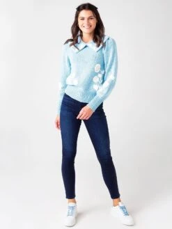 LoveShackFancy Loveshack Fancy Women's Union Collared Pullover Sweater 8 LoveShackFancy Loveshack Fancy Women's Union Collared Pullover Sweater -ST.BERNARD Clothing LK619 868xCORNFLOWERBLUExAlt2 44211343