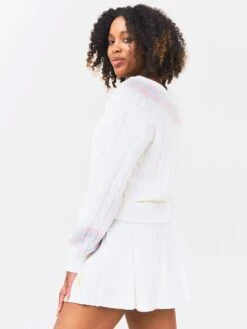 LoveShackFancy Women's Malaine V-Neck Sweater 10 LoveShackFancy Women's Malaine V-Neck Sweater -ST.BERNARD Clothing LK830 1027xTENNISWHITESxAlt4 69607621