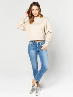 Frame Women’s Two Tone Jacquard Crew Sweatshirt 8 Frame Women’s Two Tone Jacquard Crew Sweatshirt -ST.BERNARD Clothing LWSW0773 OATMEALMULTIalt3