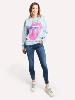 Madeworn Women's Rolling Stones Sweater 7 Madeworn Women's Rolling Stones Sweater -ST.BERNARD Clothing MWRS216SW BLUEalt3