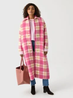 AVN Women's Blanket Coat -ST.BERNARD Clothing S82006804xCHECKWHITEPINKGREENxAlt3 141495759