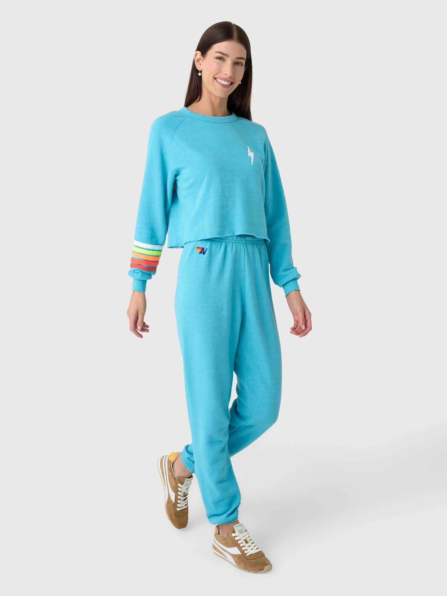 Aviator Nation Women's Bolt Rugby Stitch Cropped Crew Sweatshirt 2 Aviator Nation Women's Bolt Rugby Stitch Cropped Crew Sweatshirt - Image 2