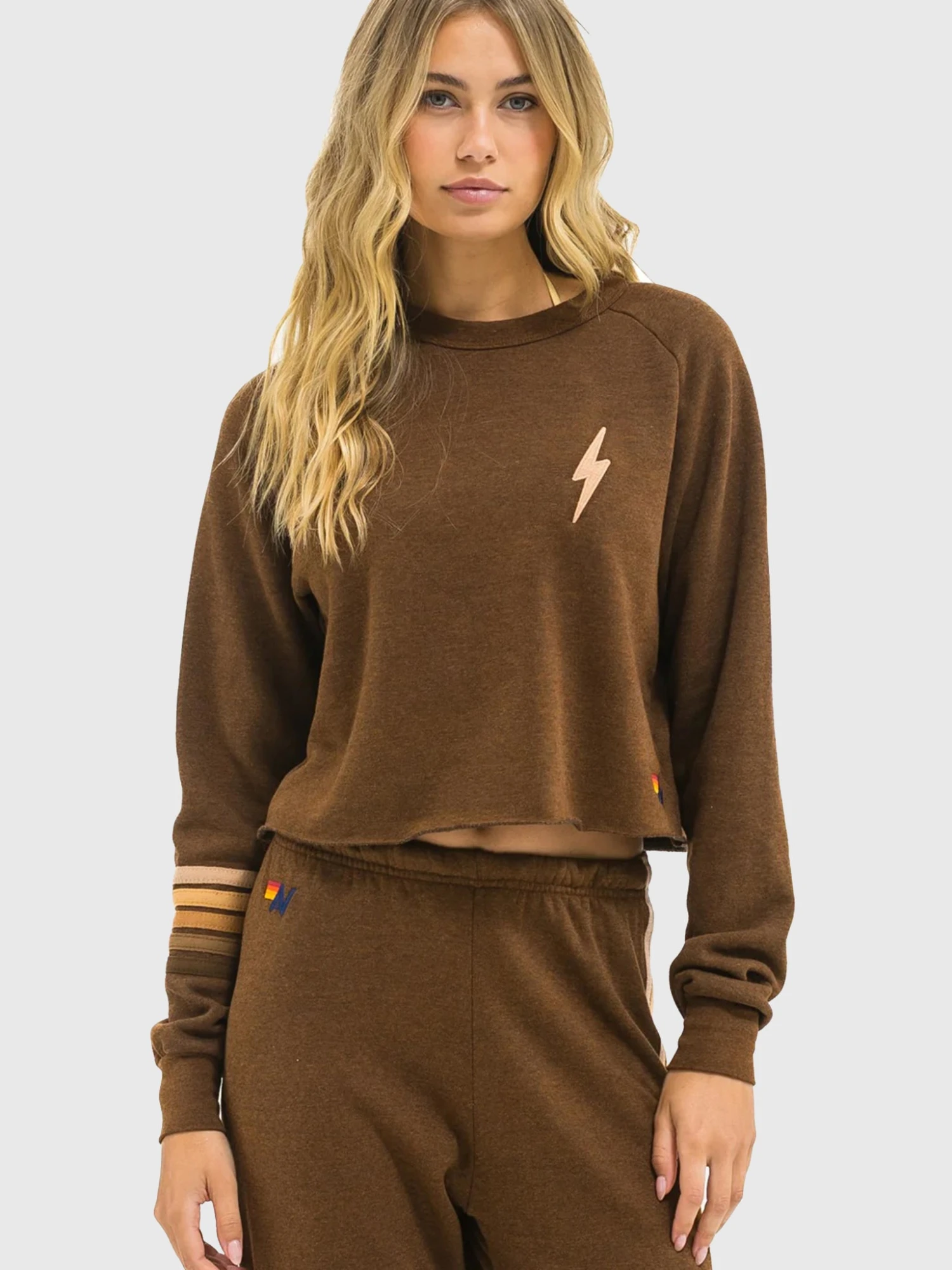 Aviator Nation Women's Bolt Rugby Stitch Cropped Crew Sweatshirt 4 Aviator Nation Women's Bolt Rugby Stitch Cropped Crew Sweatshirt - Image 4