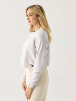 Aviator Nation Women's Bolt Rugby Stitch Cropped Crew Sweatshirt 26 Aviator Nation Women's Bolt Rugby Stitch Cropped Crew Sweatshirt -ST.BERNARD Clothing SWCRGBBTxDOVEGREYWHITEGREYxAlt2 147759301