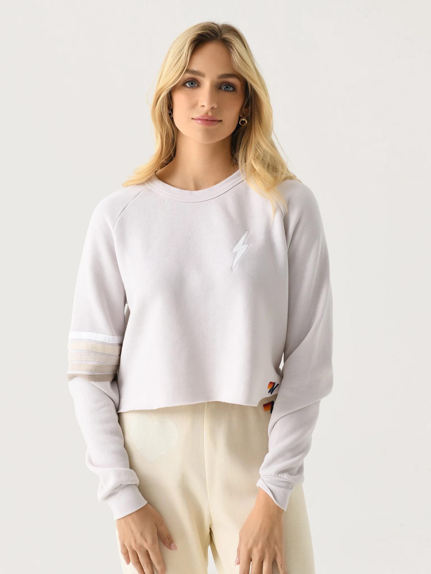 Aviator Nation Women's Bolt Rugby Stitch Cropped Crew Sweatshirt 5 Aviator Nation Women's Bolt Rugby Stitch Cropped Crew Sweatshirt - Image 5