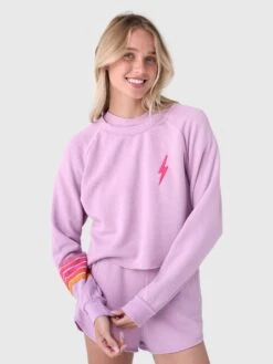 Aviator Nation Women's Bolt Rugby Stitch Cropped Crew Sweatshirt 30 Aviator Nation Women's Bolt Rugby Stitch Cropped Crew Sweatshirt -ST.BERNARD Clothing SWCRGBBTxMAUVEMAGENTAORANGExPrimary 174523593