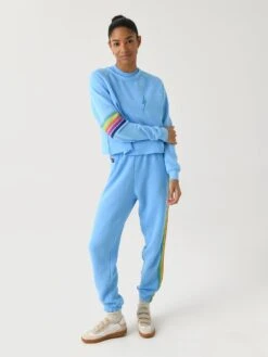 Aviator Nation Women's Bolt Rugby Stitch Cropped Crew Sweatshirt 35 Aviator Nation Women's Bolt Rugby Stitch Cropped Crew Sweatshirt -ST.BERNARD Clothing SWCRGBBTxSKYRAINBOWxAlt2 146352189