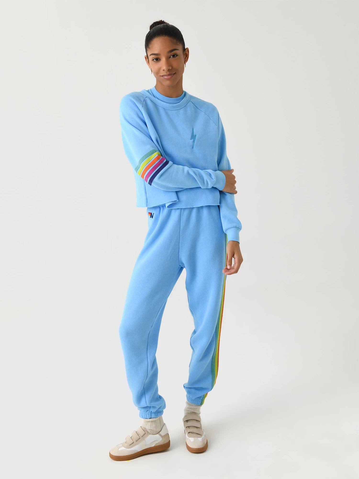 Aviator Nation Women's Bolt Rugby Stitch Cropped Crew Sweatshirt 16 Aviator Nation Women's Bolt Rugby Stitch Cropped Crew Sweatshirt - Image 16