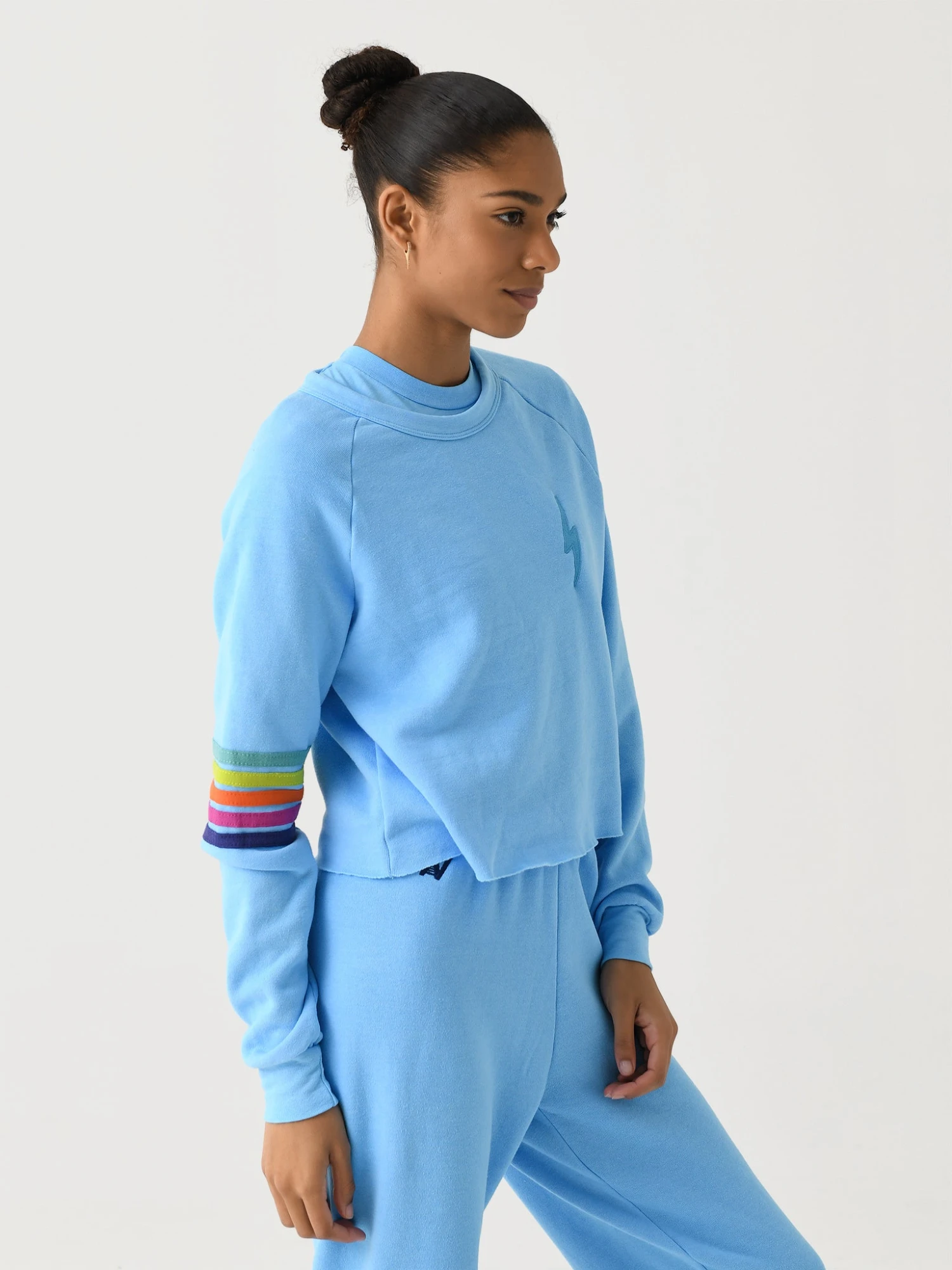 Aviator Nation Women's Bolt Rugby Stitch Cropped Crew Sweatshirt 17 Aviator Nation Women's Bolt Rugby Stitch Cropped Crew Sweatshirt - Image 17