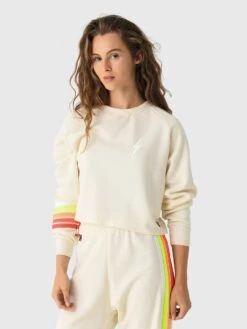 Aviator Nation Women's Bolt Rugby Stitch Cropped Crew Sweatshirt 38 Aviator Nation Women's Bolt Rugby Stitch Cropped Crew Sweatshirt -ST.BERNARD Clothing SWCRGBBTxVINTAGEWHITEWHITENEONxPrimary 175021852