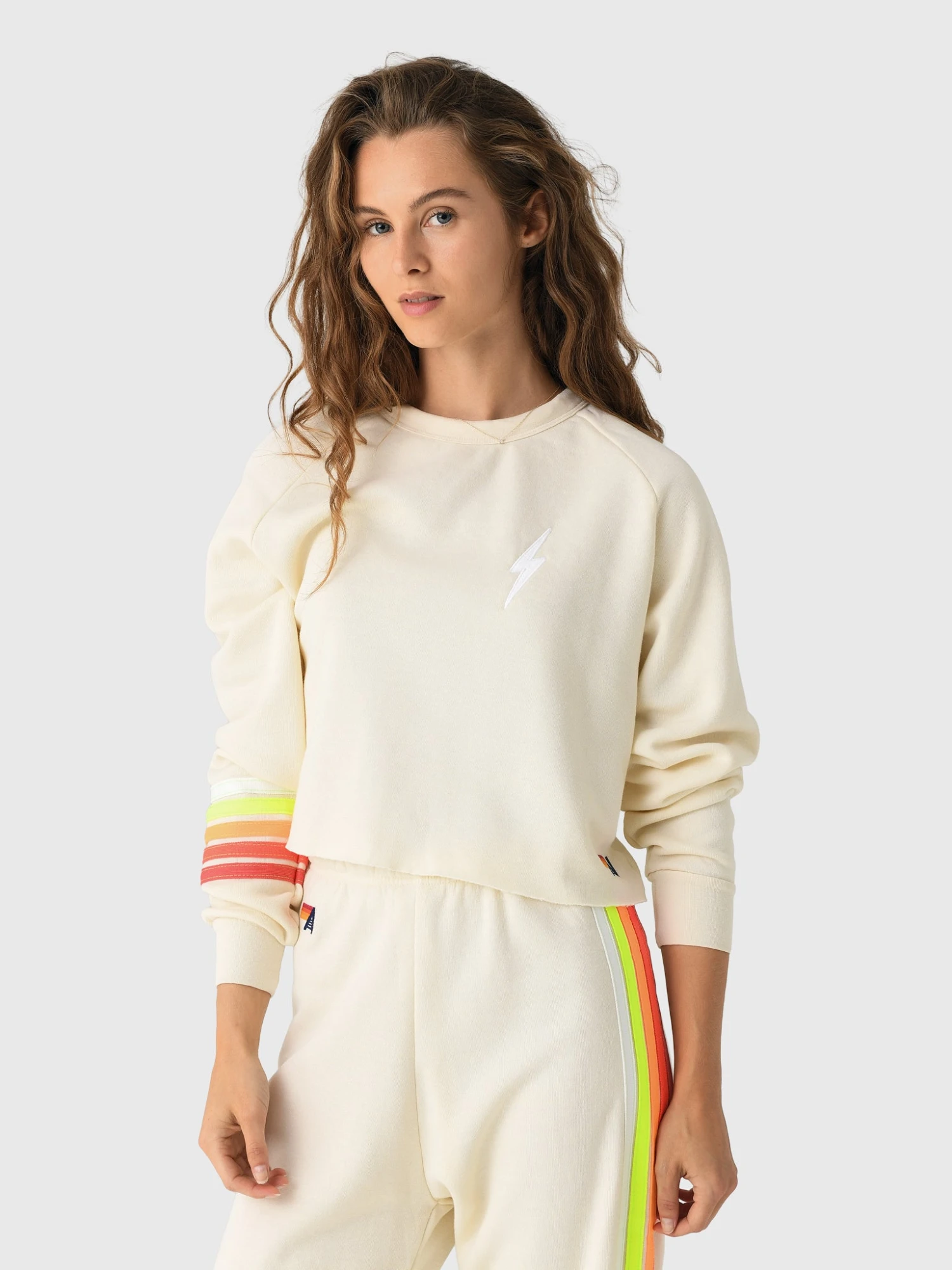 Aviator Nation Women's Bolt Rugby Stitch Cropped Crew Sweatshirt 19 Aviator Nation Women's Bolt Rugby Stitch Cropped Crew Sweatshirt - Image 19