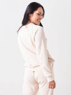 Aviator Nation Women's Heart Embroidery Crew Sweatshirt -ST.BERNARD Clothing SWEHTxALMONDxAlt3 49651399