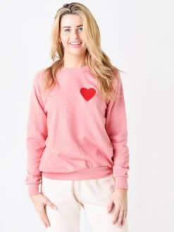 Aviator Nation Women's Heart Embroidery Crew Sweatshirt -ST.BERNARD Clothing SWEHTxPETALxPrimary 50265868
