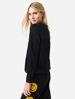 Aviator Nation Women's Smiley 2 Crew Sweatshirt 6 Aviator Nation Women's Smiley 2 Crew Sweatshirt -ST.BERNARD Clothing SWLTSML2xBLACKxAlt2 83083980