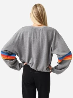 Aviator Nation Women's Rainbow Stitch Sleeve Crew Sweatshirt -ST.BERNARD Clothing SWRRSTxHEATHER2xAlt3 83084717