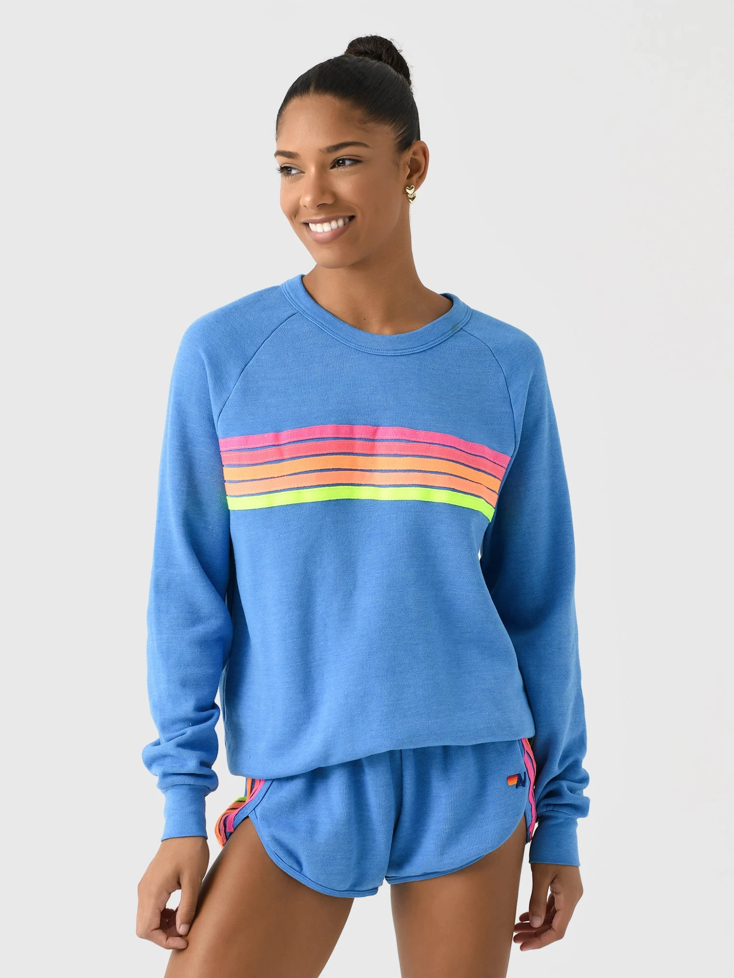 Aviator Nation Women's 5 Stripe Crew Sweatshirt 1 Aviator Nation Women's 5 Stripe Crew Sweatshirt