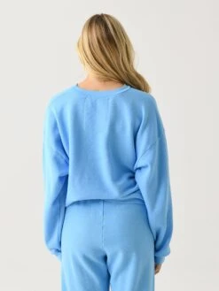 Aviator Nation Women's Glitter Heart Relaxed Crew Sweatshirt -ST.BERNARD Clothing SWRXGLTHTxSKYBLUExAlt2 147759198