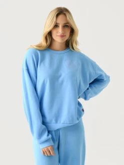 Aviator Nation Women's Glitter Heart Relaxed Crew Sweatshirt -ST.BERNARD Clothing SWRXGLTHTxSKYBLUExPrimary 147759195