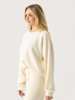 Aviator Nation Women's Glitter Heart Relaxed Crew Sweatshirt -ST.BERNARD Clothing SWRXGLTHTxVINTAGEWHITESILVERxAlt2 147759166