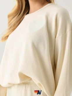 Aviator Nation Women's Glitter Heart Relaxed Crew Sweatshirt -ST.BERNARD Clothing SWRXGLTHTxVINTAGEWHITESILVERxAlt4 147759235