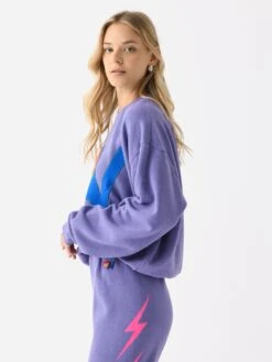 Aviator Nation Women's Logo Stitch Relaxed Crew Sweatshirt -ST.BERNARD Clothing SWRXSTLOxLAVENDERxAlt2 136049174