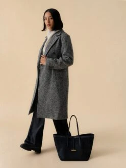 Vince Women's Italian Herringbone Wool-Blend Double-Breasted Coat -ST.BERNARD Clothing V060791583xCHARCOALxAlt3 143397910