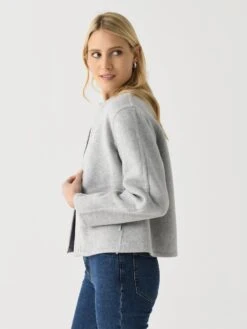 Vince Women's Italian Wool-Blend Collarless Jacket -ST.BERNARD Clothing V082091596xHEATHERSTONEGREYxAlt2 145934585