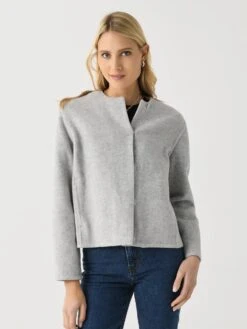Vince Women's Italian Wool-Blend Collarless Jacket -ST.BERNARD Clothing V082091596xHEATHERSTONEGREYxAlt4 145934588