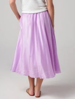 Vince Women's Gathered Silk Habotai Pull-On Skirt -ST.BERNARD Clothing V651630598xLILACxAlt2 10606827