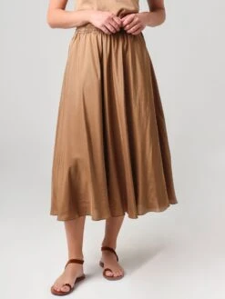 Vince Women's Gathered Silk Habotai Pull-On Skirt -ST.BERNARD Clothing V651630598xTIMBERxPrimary 10607528