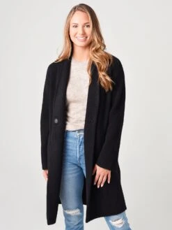 Vince Women's Collarless Cardigan Coat -ST.BERNARD Clothing V697278549xBLACKxPrimary 15979094 aed0b500 5901 4668 97bf b8bdfcd92502