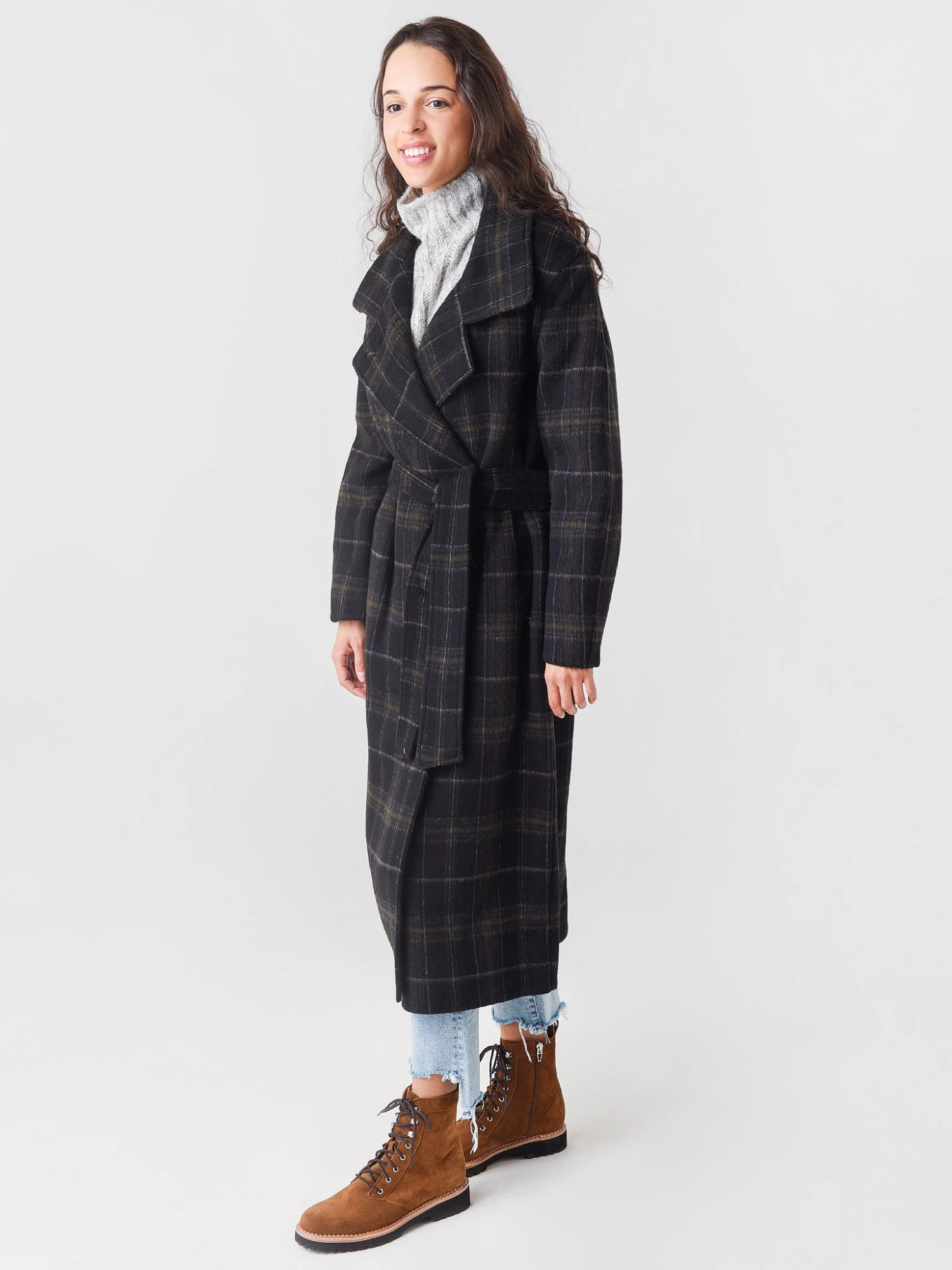 Vince Women's Long Plaid Coat 3 Vince Women's Long Plaid Coat - Image 3