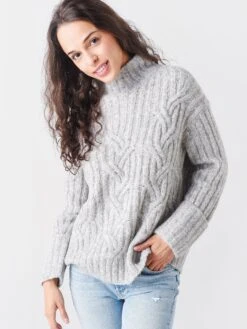 Vince Women's Mirrored Cable Turtleneck -ST.BERNARD Clothing V784278854xLTGREYxPrimary 47930314