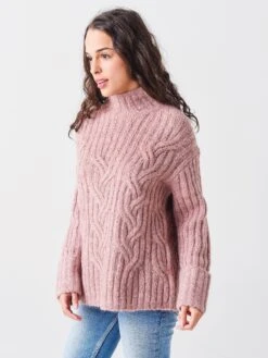 Vince Women's Mirrored Cable Turtleneck -ST.BERNARD Clothing V784278854xROSExAlt2 48117454