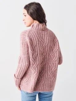 Vince Women's Mirrored Cable Turtleneck -ST.BERNARD Clothing V784278854xROSExAlt3 48117455