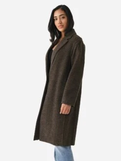 Vince Women's Houndstooth Long Classic Coat -ST.BERNARD Clothing V978291542xBLACKCAMELxAlt2 107988512