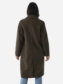 Vince Women's Houndstooth Long Classic Coat -ST.BERNARD Clothing V978291542xBLACKCAMELxAlt3 107988514